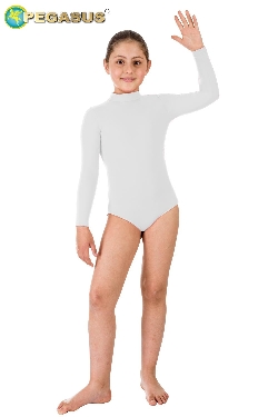 BODY DANZA COLLO ALTO LYCRA BIANCO BAMBINA